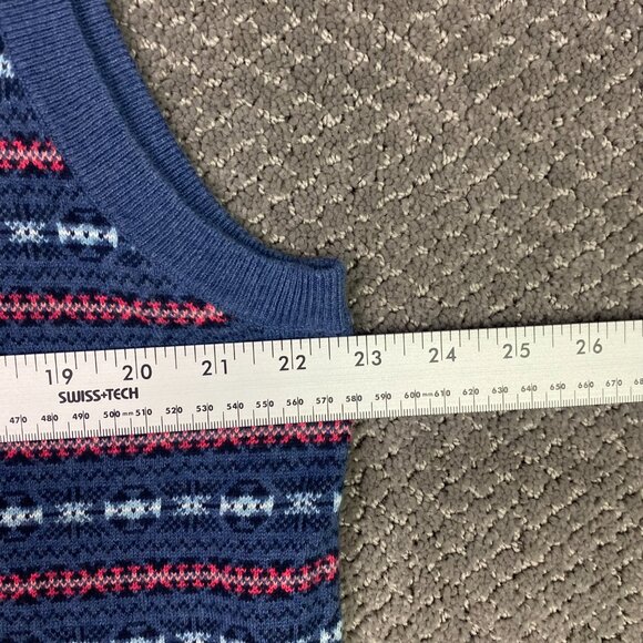 Brooks Brothers Fair Isle Vest Sweater Men's Large Blue Cashmere Cotton Blend - Picture 6 of 8